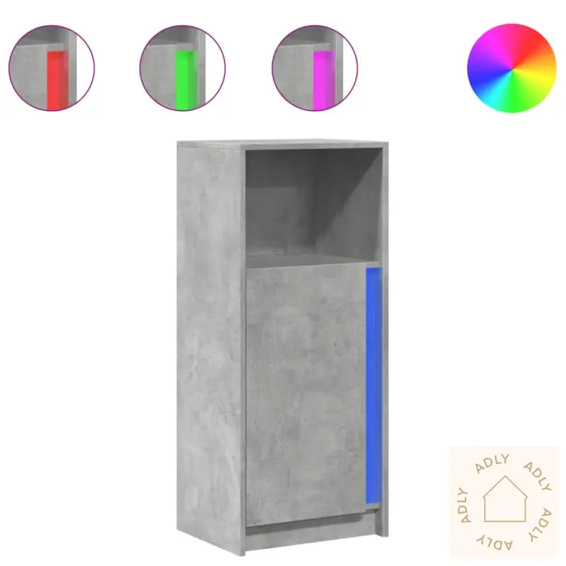 Skjenk Med Led Betonggrå 42,5X34X100 Cm Konstruert Tre