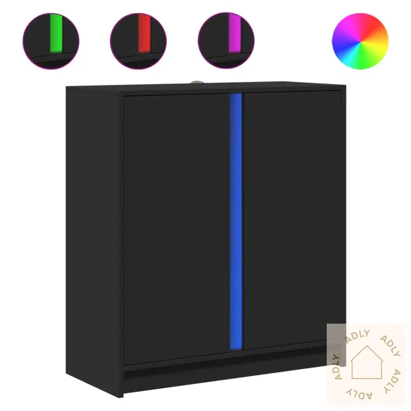 Skjenk Med Led Svart 77X34X85 Cm Konstruert Tre