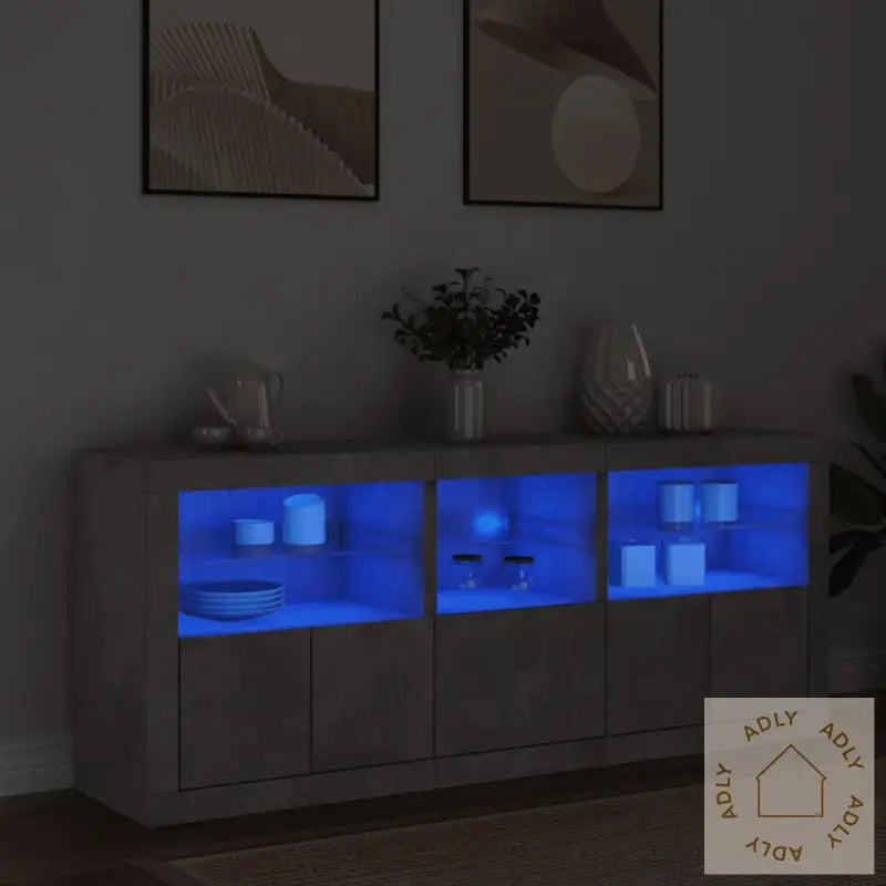 Skjenk Med Led-Lys Betonggrå 162X37X67 Cm