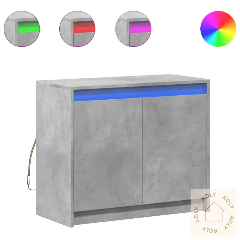 Skjenk Med Led Betonggrå 72X34X61 Cm Konstruert Tre