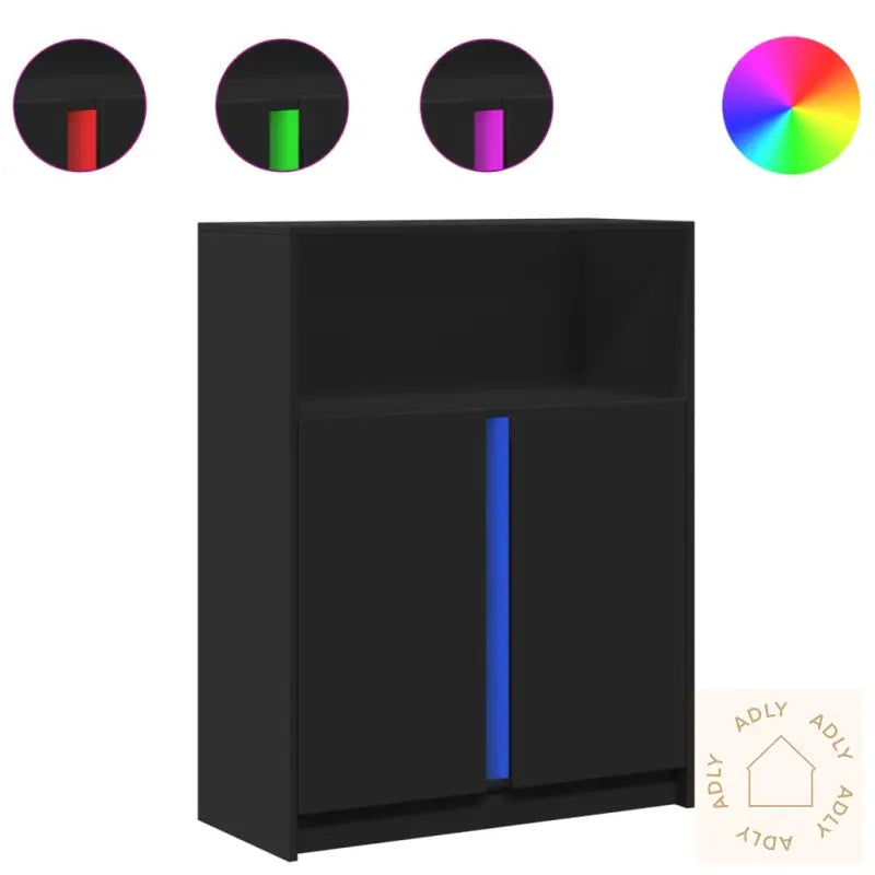 Skjenk Med Led Svart 77X34X100 Cm Konstruert Tre