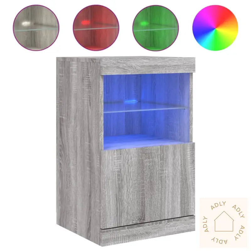 Skjenk Med Led-Lys Grå Sonoma 41X37X67 Cm