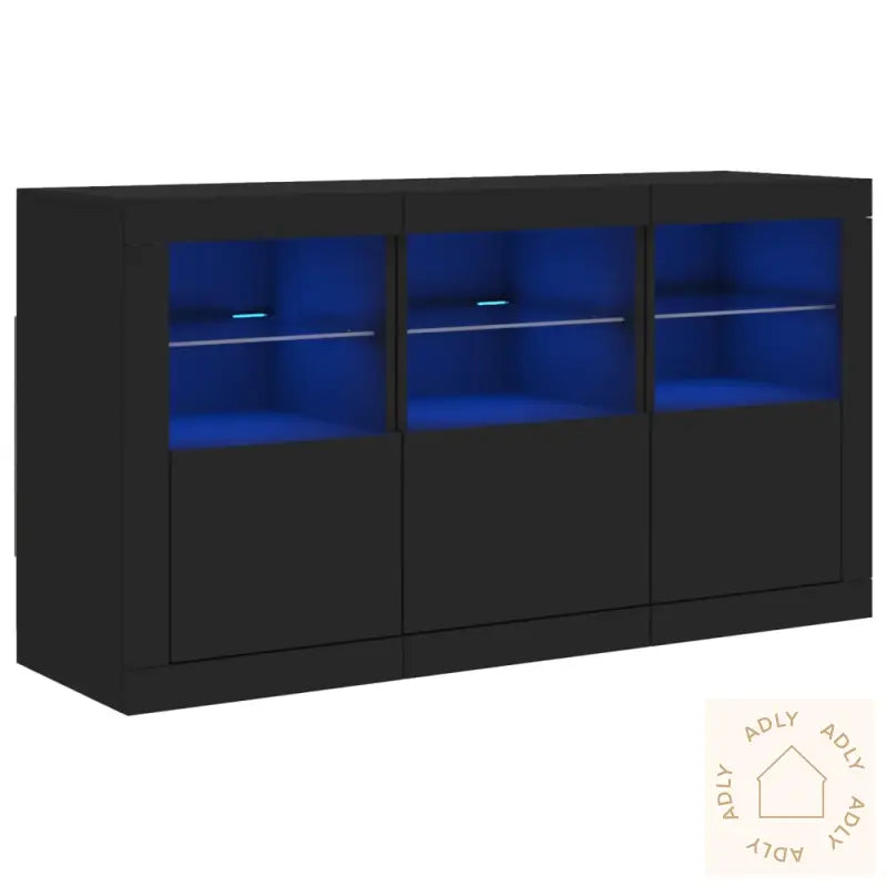 Skjenk Med Led-Lys Svart 123X37X67 Cm