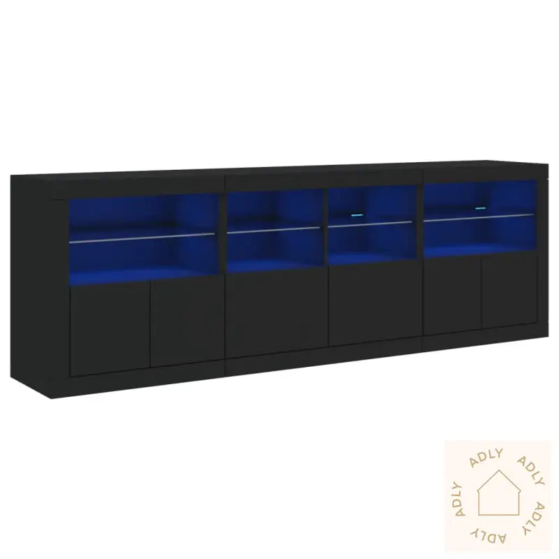 Skjenk Med Led-Lys Svart 202X37X67 Cm
