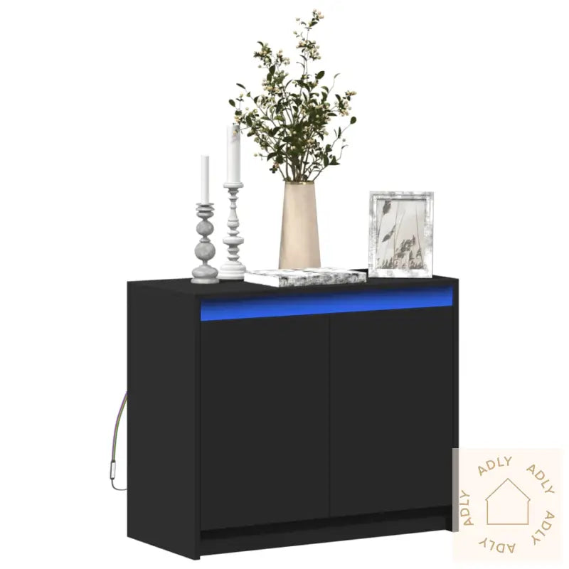 Skjenk Med Led Svart 72X34X61 Cm Konstruert Tre