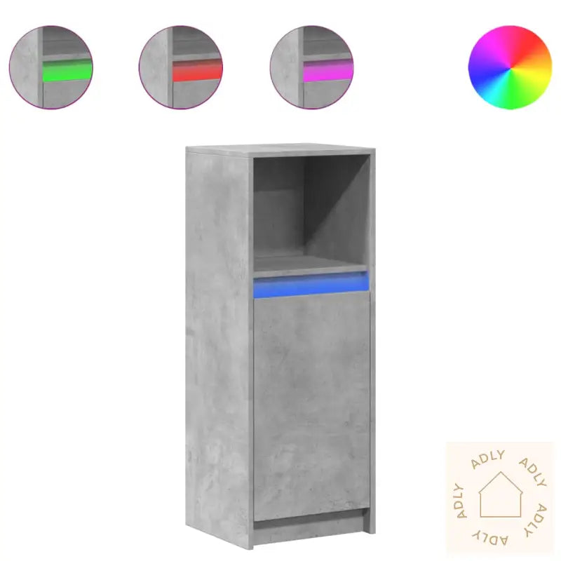 Skjenk Med Led Betonggrå 38X34X100 Cm Konstruert Tre
