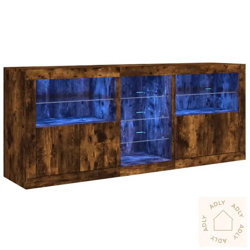 Skjenk Med Led-Lys Røkt Eik 162X37X67 Cm