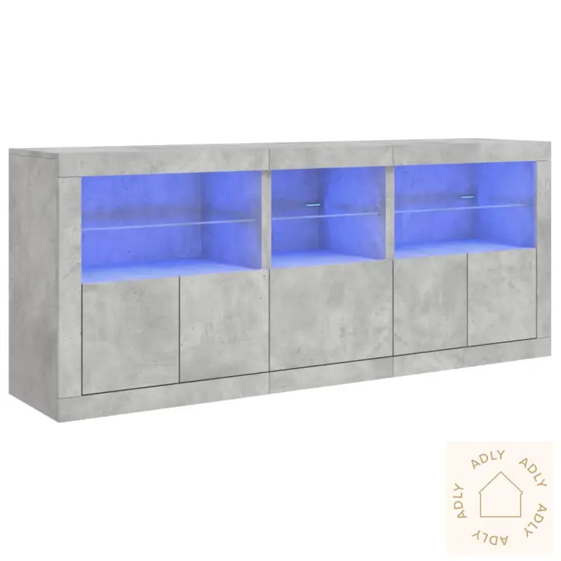 Skjenk Med Led-Lys Betonggrå 162X37X67 Cm