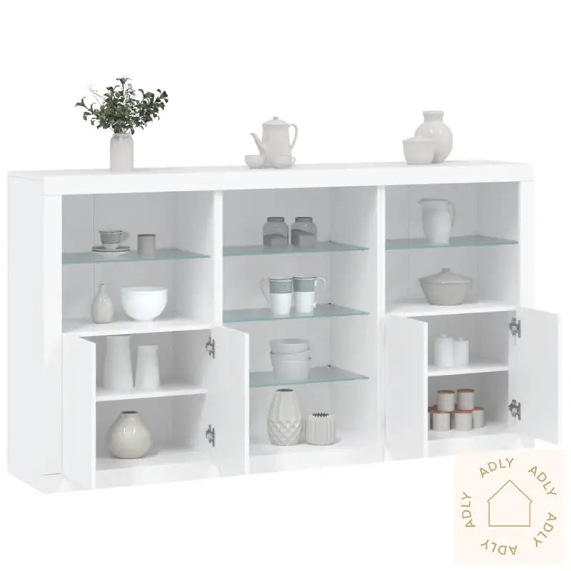 Skjenk Med Led-Lys Hvit 181,5X37X100 Cm