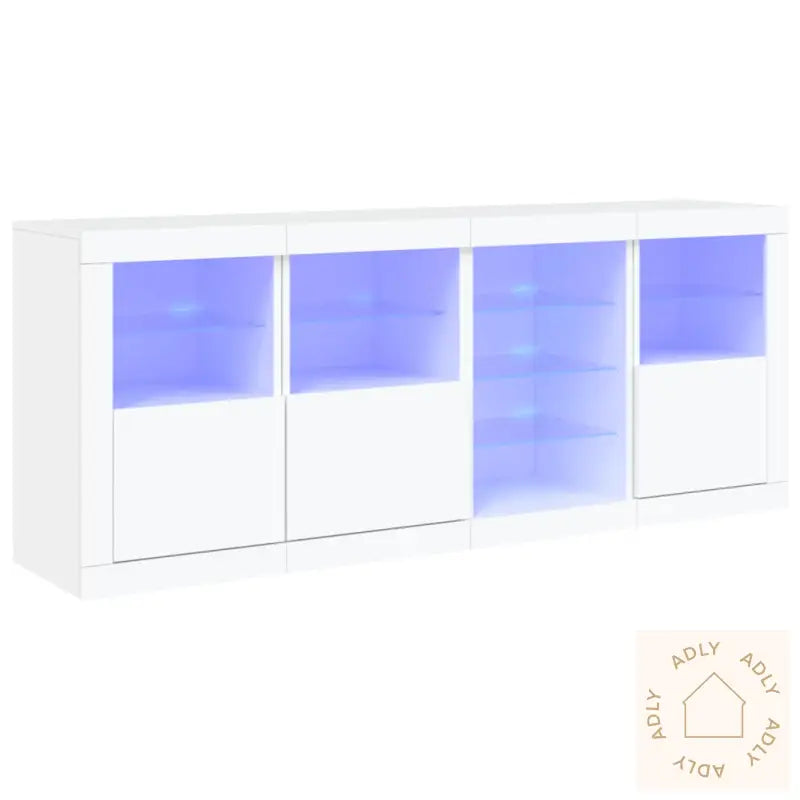 Skjenk Med Led-Lys Hvit 164X37X67 Cm