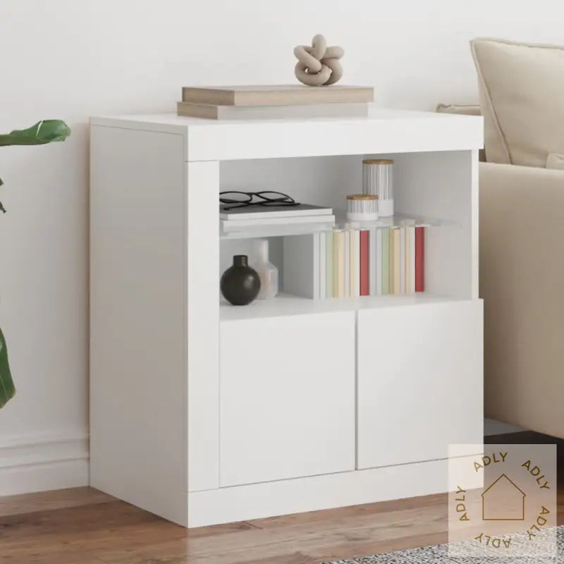 Skjenk Med Led-Lys Hvit 60,5X37X67 Cm