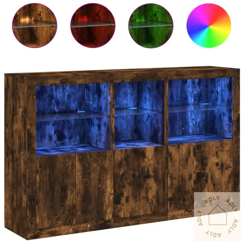 Skjenk Med Led-Lys Røkt Eik 162X37X100 Cm