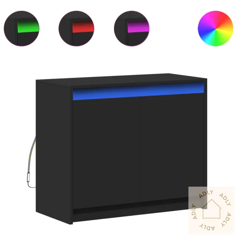 Skjenk Med Led Svart 72X34X61 Cm Konstruert Tre