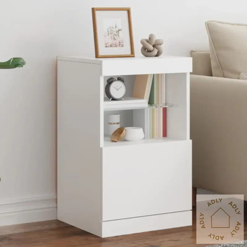 Skjenk Med Led-Lys Hvit 41X37X67 Cm