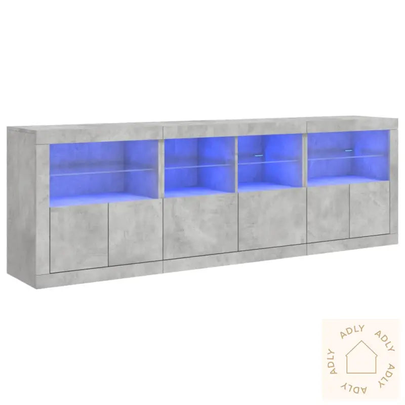 Skjenk Med Led-Lys Betonggrå 202X37X67 Cm