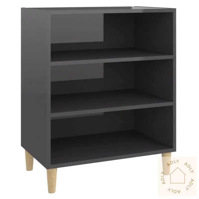 Skjenk Høyglans Grå 57X35X70 Cm Konstruert Tre