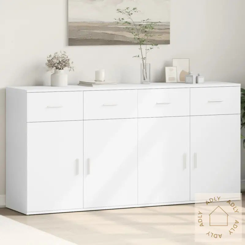 Skjenker 2 Stk Hvit 79X38X80 Cm Konstruert Tre