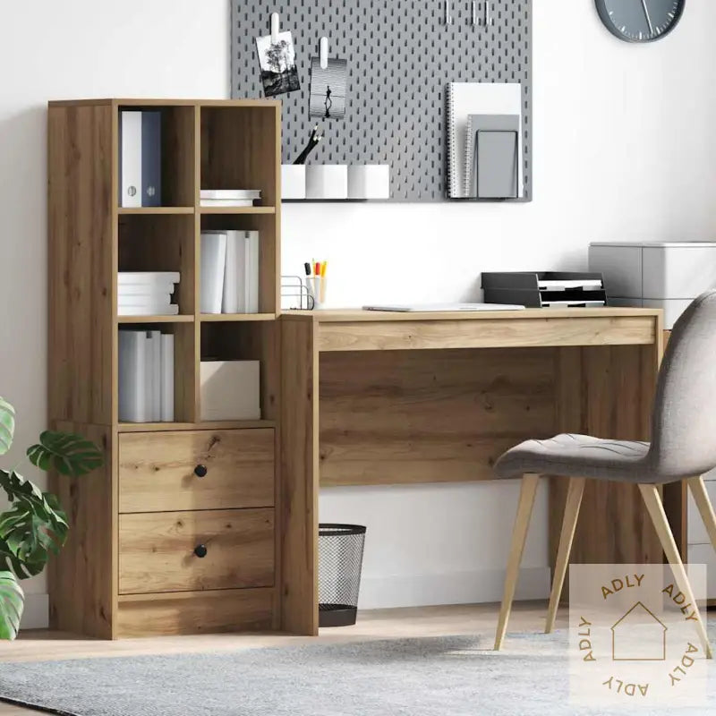 Skrivebord Med Oppbevaring Artisan Eik Konstruert Tre