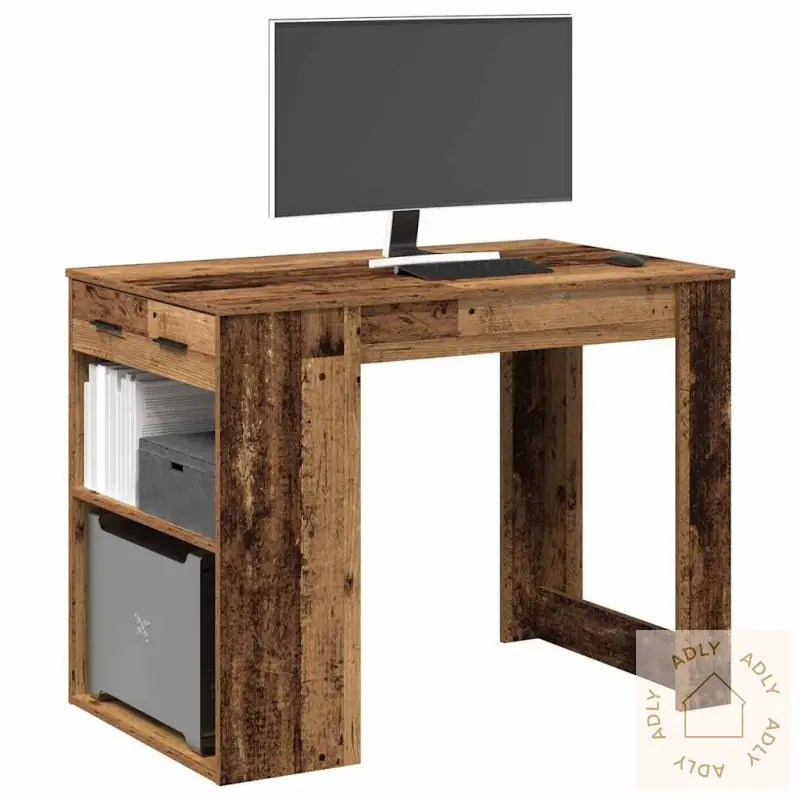 Skrivebord Med Skuff Og Hylle 102X62X77,5 Cm Konstruert Tre