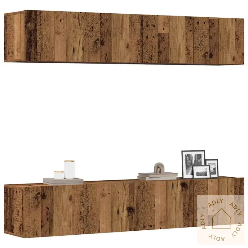 Vegghengte Tv-Benker 4 Stk Gammelt Tre Konstruert Tre