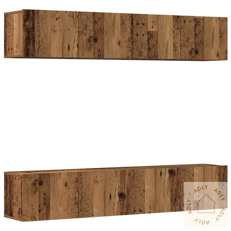 Vegghengte Tv-Benker 4 Stk Gammelt Tre Konstruert Tre