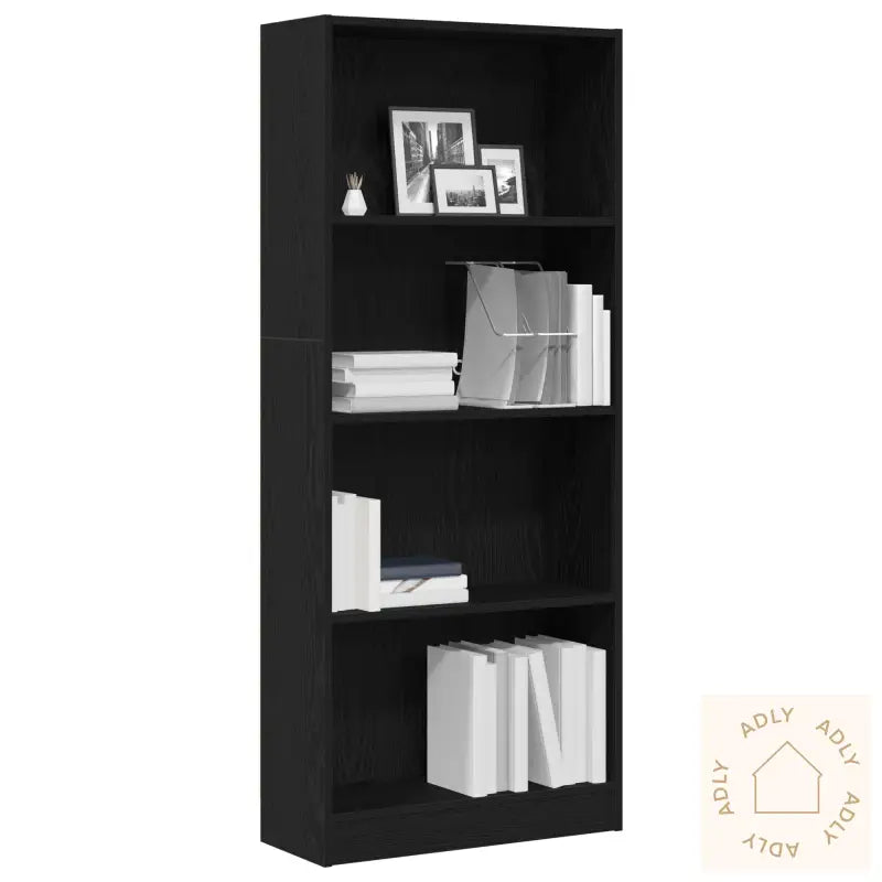 Svart Eik Bokhylle - 60 X 24 X 143 Cm - Laget Av Konstruert Tre