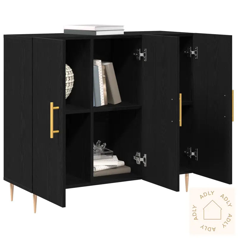 Skjenk Sort Eik 90X34X80 Cm Lagd Av Tre