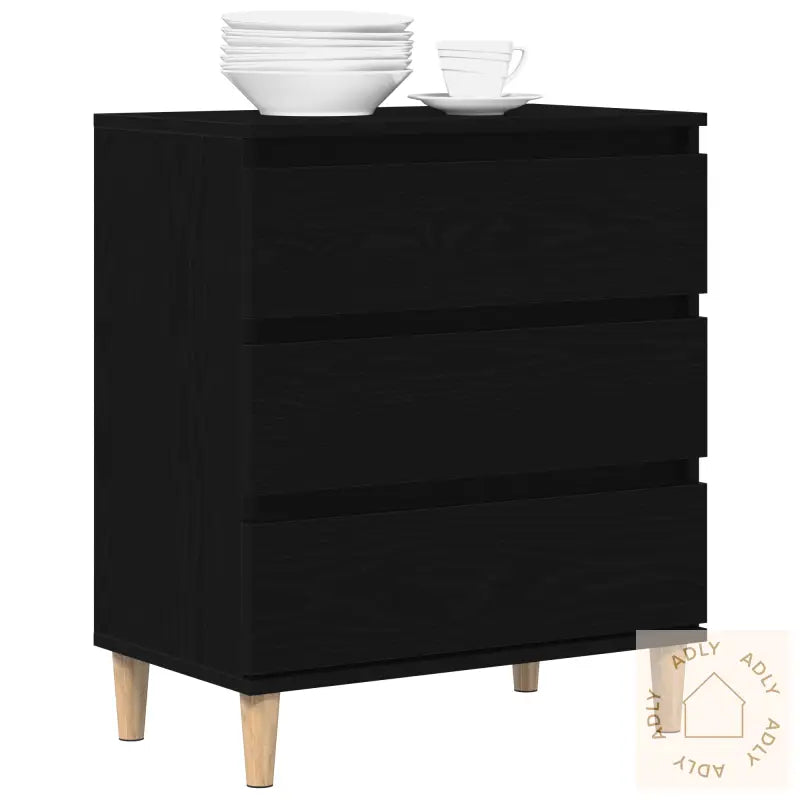 Sideboard Svart Eik 60X35X70 Cm Konstruert Tre