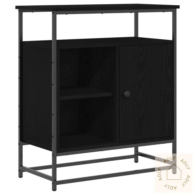 Skap Svart Eik 69X35X80 Cm Konstruert Tre Og Stål