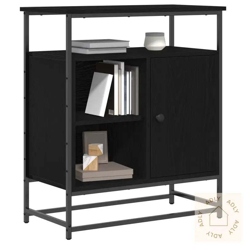 Skap Svart Eik 69X35X80 Cm Konstruert Tre Og Stål