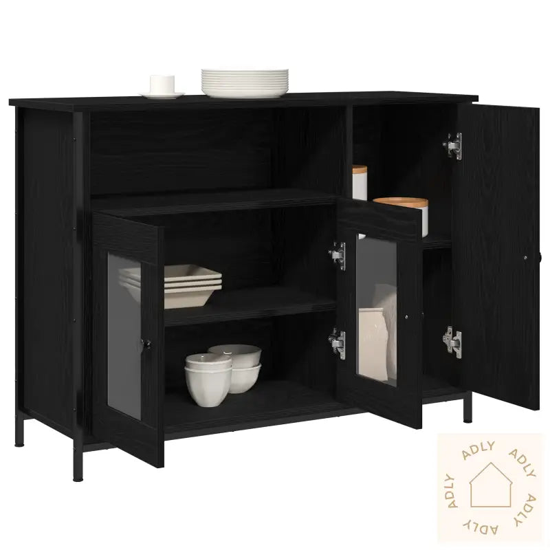 Skap Svart Eik 100X35X75 Cm Konstruert Tre