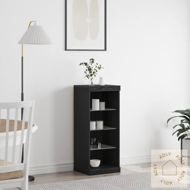 Sideboard Med Led-Lamper Svart Eik 41X37X100 Cm