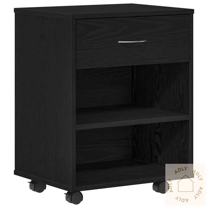 Rullekabinet I Svart Eik, 46X36X59 Cm, Laget Av Tre
