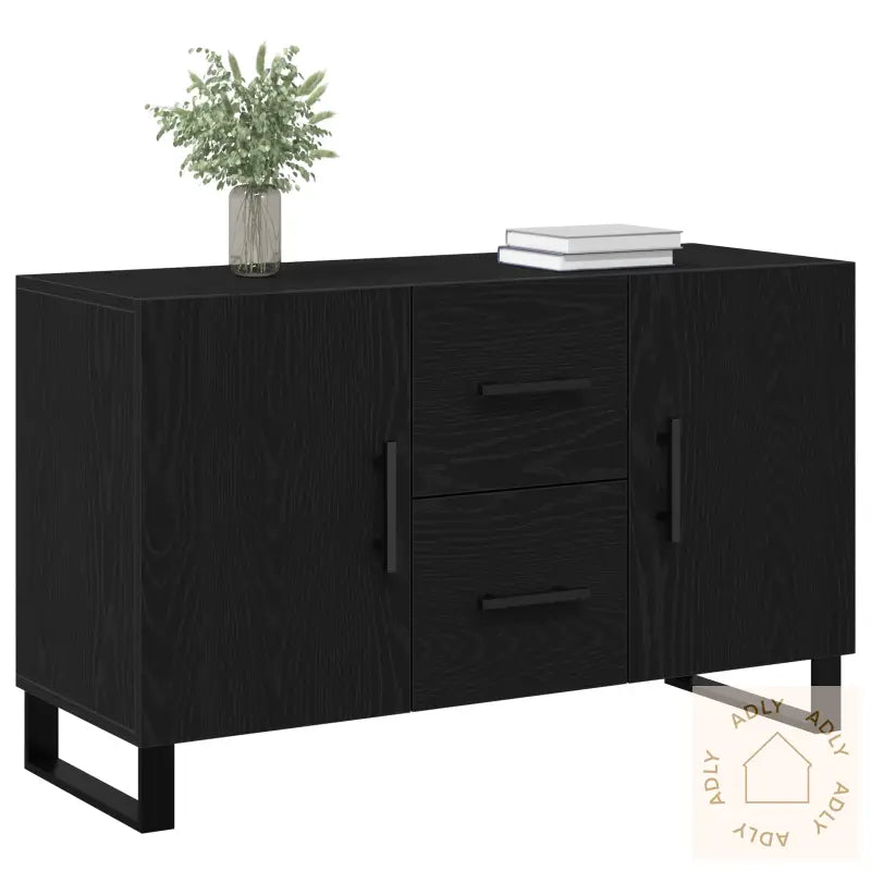 Sideboard Svart Eik 100X36X60 Cm Konstruert Tre