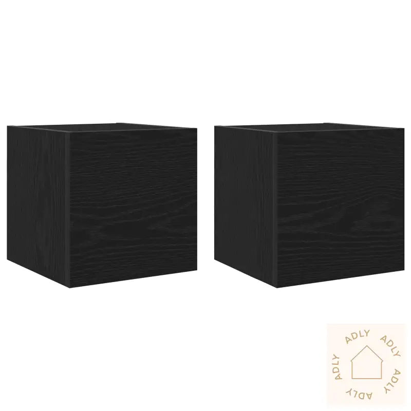 Veggmonterte Tv-Skap 2 Stk Svart Eik 30,5X30X30 Cm