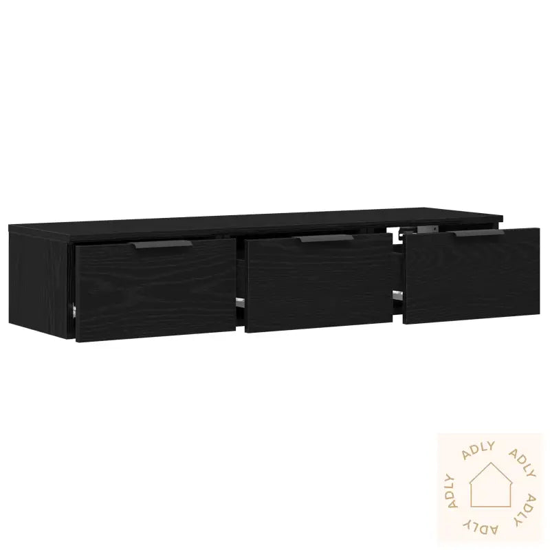 Sort Eik Veggskap 102X30X20 Cm Laget Av Konstruert Tre