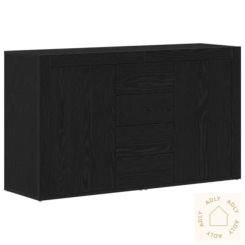 Sideboard Svart Eik Konstruert Tre 120 X 36 X 69 Cm Oppbevaring