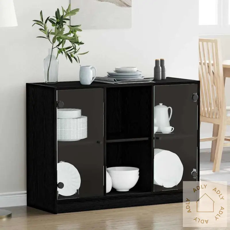 Skjenk Svart Eik 102X37X75,5 Cm Konstruksjons Tre