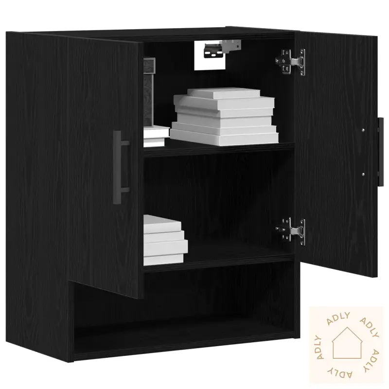 Veggskap Svart Eik 60X31X70 Cm Konstruert Tre