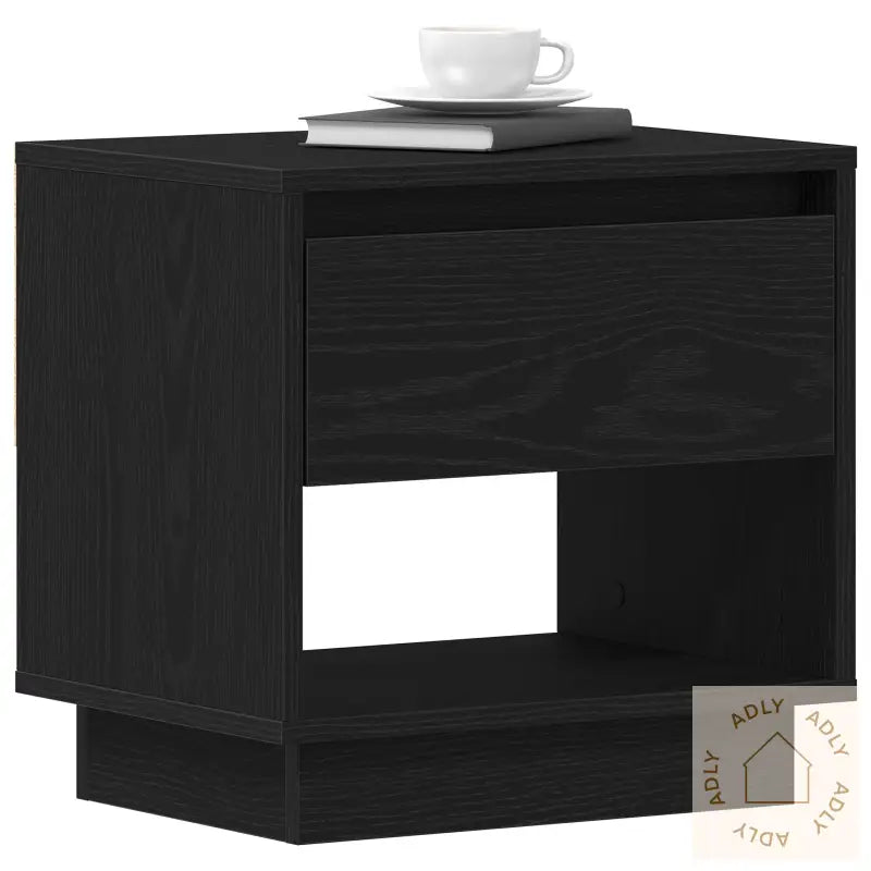 Nattbord 2 Stk Svart Eik 45X34X49 Cm Konstruert Tre