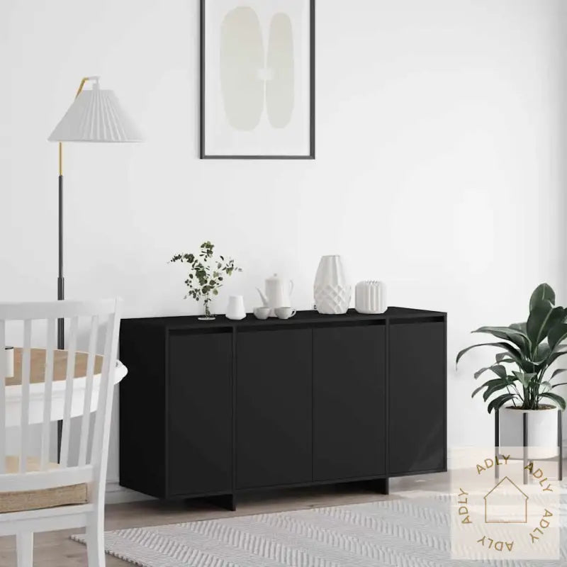 Svart Serviesskap Svart Konstruert Tre 135 X 41 X 75 Cm