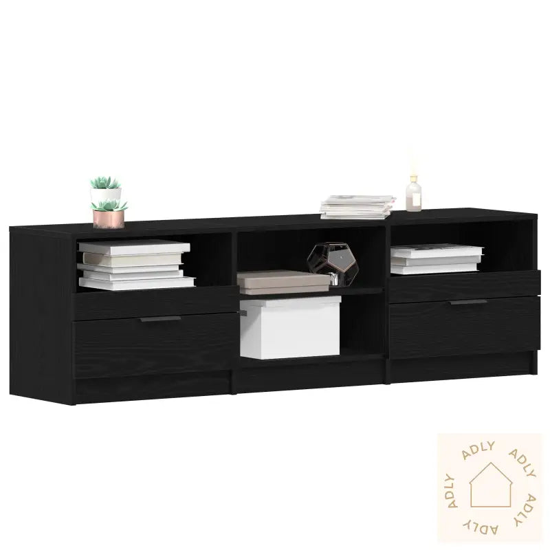 Tv-Benk Svart Eik 150X33,5X45 Cm Konstruert Tre