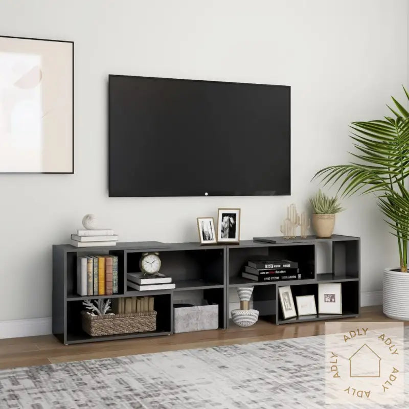 Tv-Benk Høyglans Grå 149X30X52 Cm Konstruert Tre