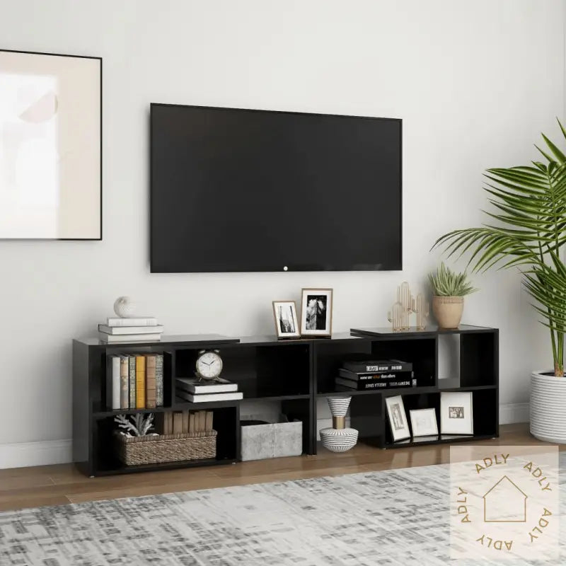 Tv-Benk Høyglans Svart 149X30X52 Cm Konstruert Tre