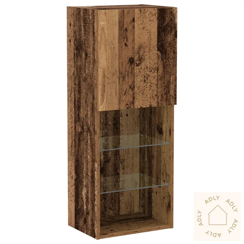 Tv-Benk Med Led-Lys I Gammelt Tre 40,5X30X102 Cm