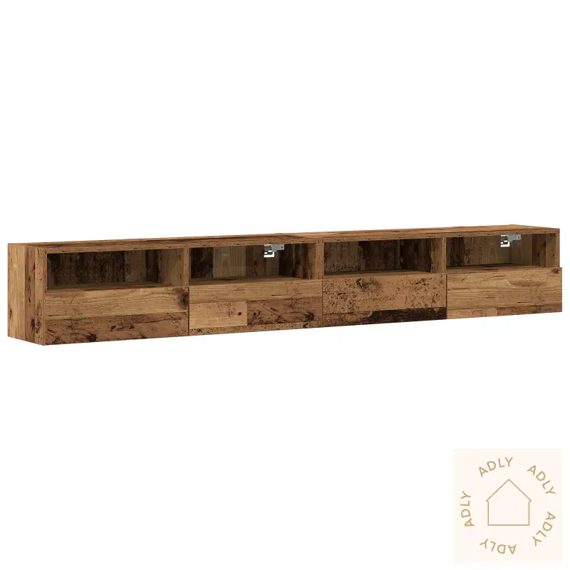 Tv Veggskap 2 Stk Gamle Tre 100X30X30 Cm Konstruert Tre