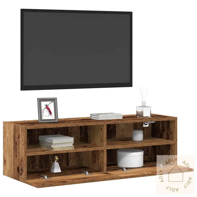 Tv Veggskap 2 Stk Gamle Tre 100X30X30 Cm Konstruert Tre