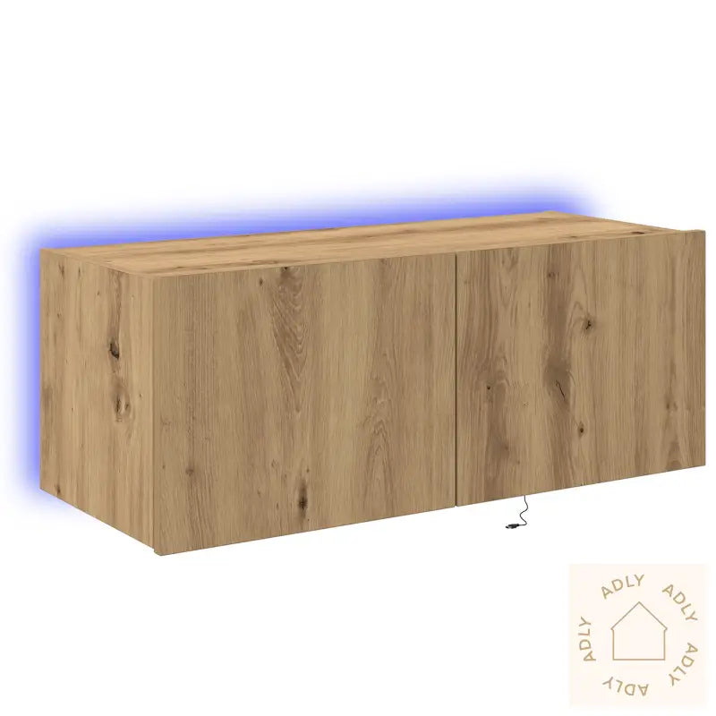 Tv Vegghylle Med Led-Lamper Artisan Eik 80X35X31 Cm