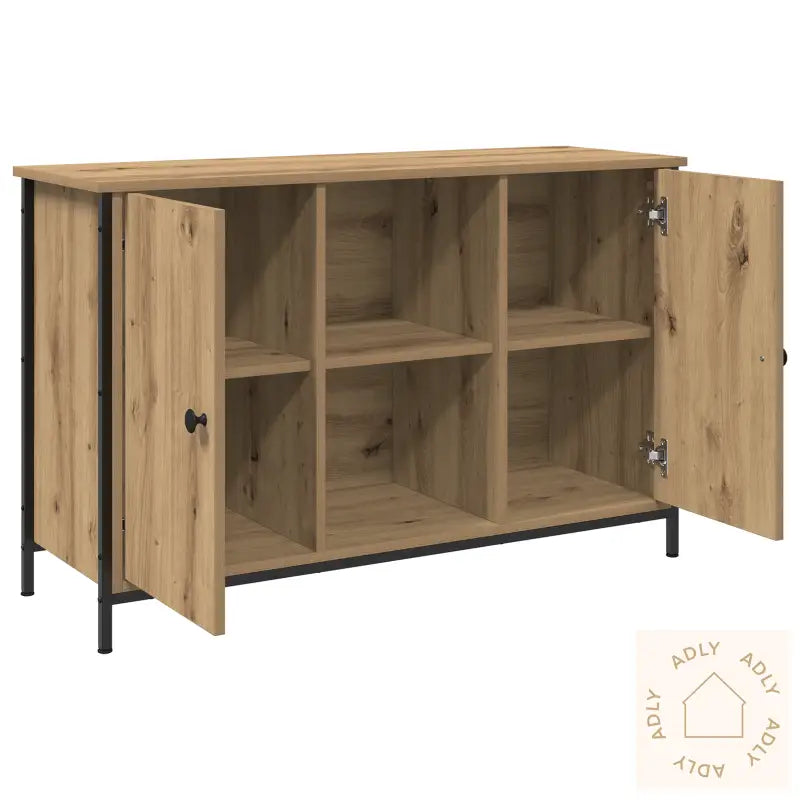 Tv-Benke Svart Eik 101X35X65 Cm Ingeniørtre Og Stål