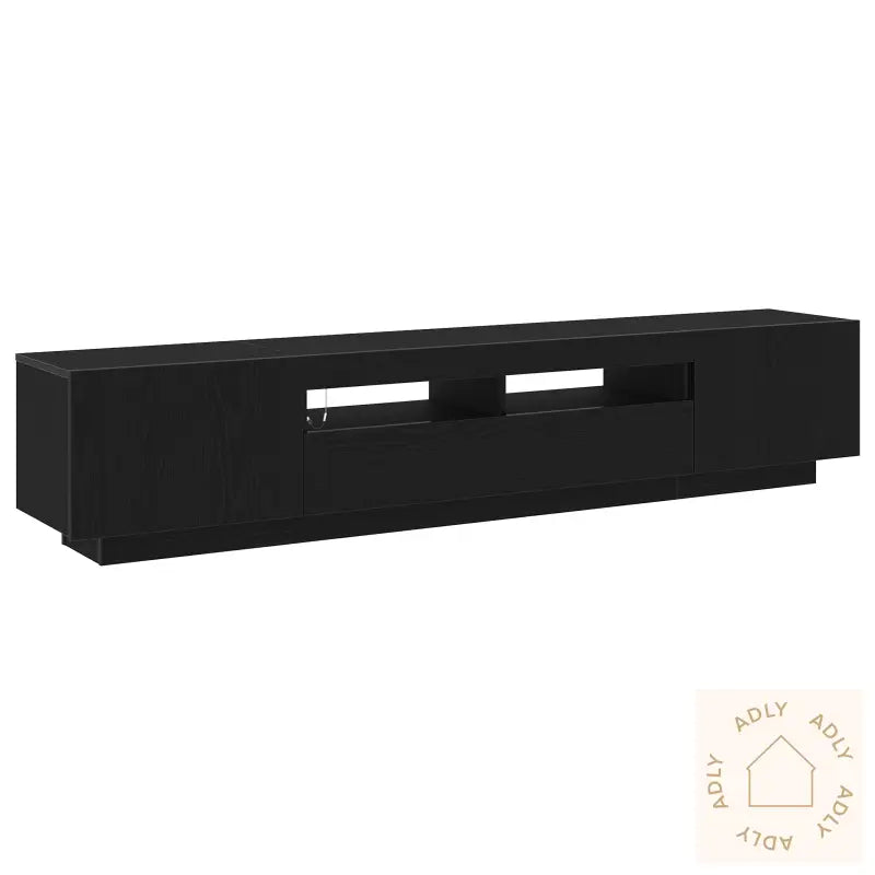 Tv-Benk Med Led-Lamper - Svart Eik - 200X35X40 Cm - Konstruert Tre